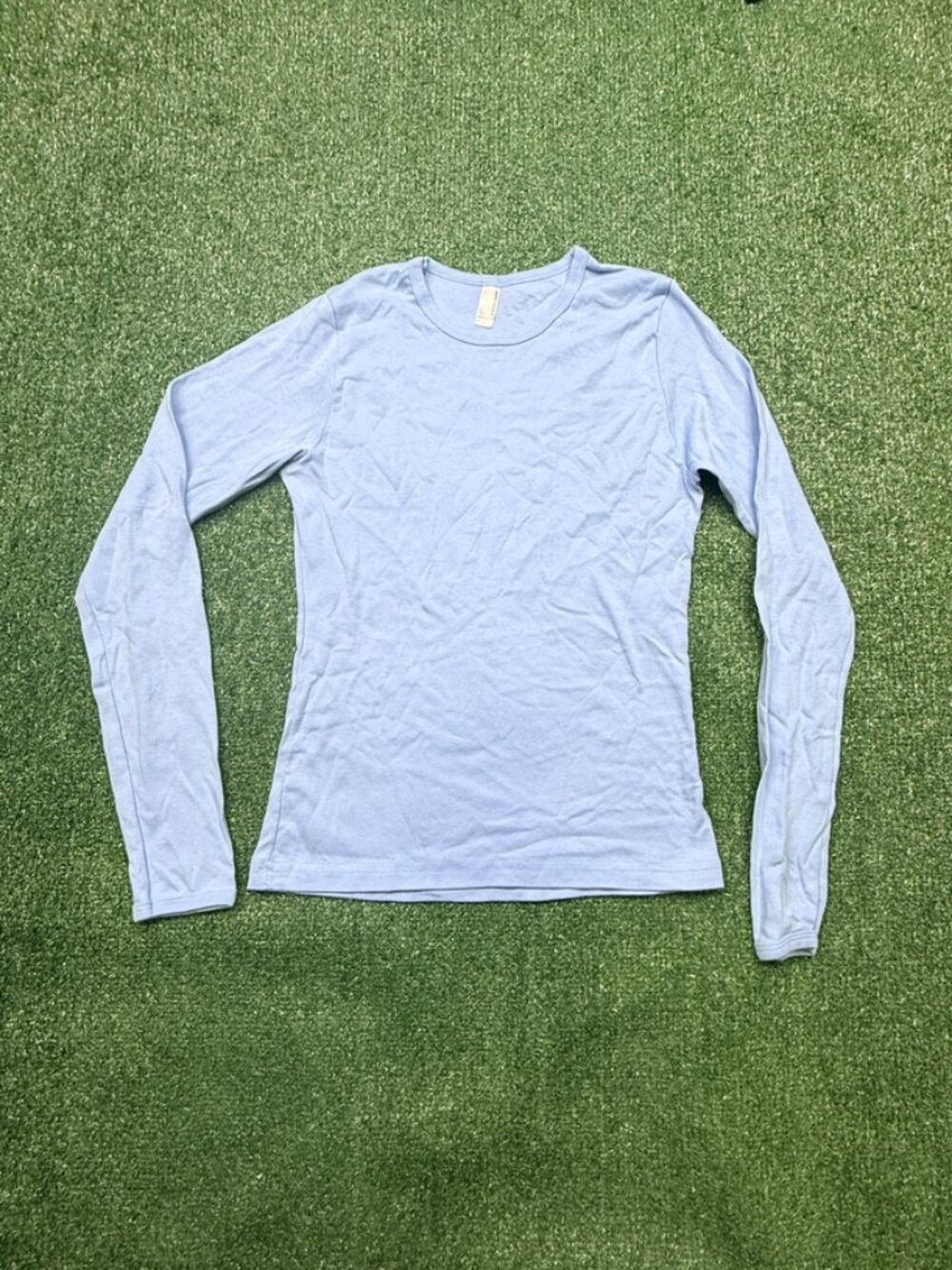 Vintage American Apparel T Shirt Womens Size L Blue Fitted Y2k Crop